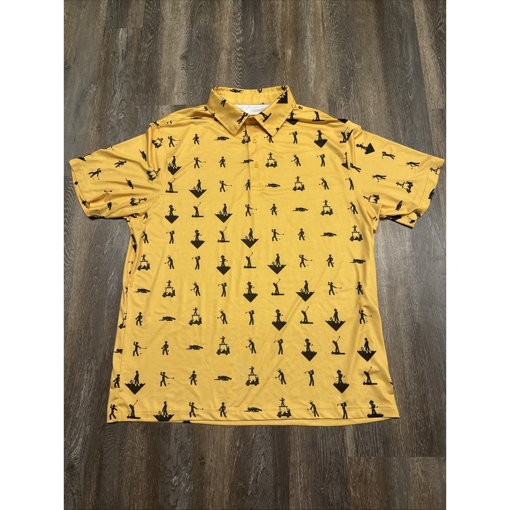 Royal & Awesome Performance Golf Polo Stickman Yellow Size XL